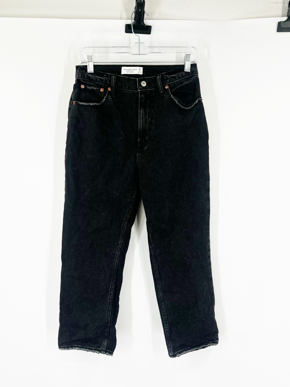 Abercrombie & Fitch Curve Love The Ankle Straight Jeans Ultra High Rise Black